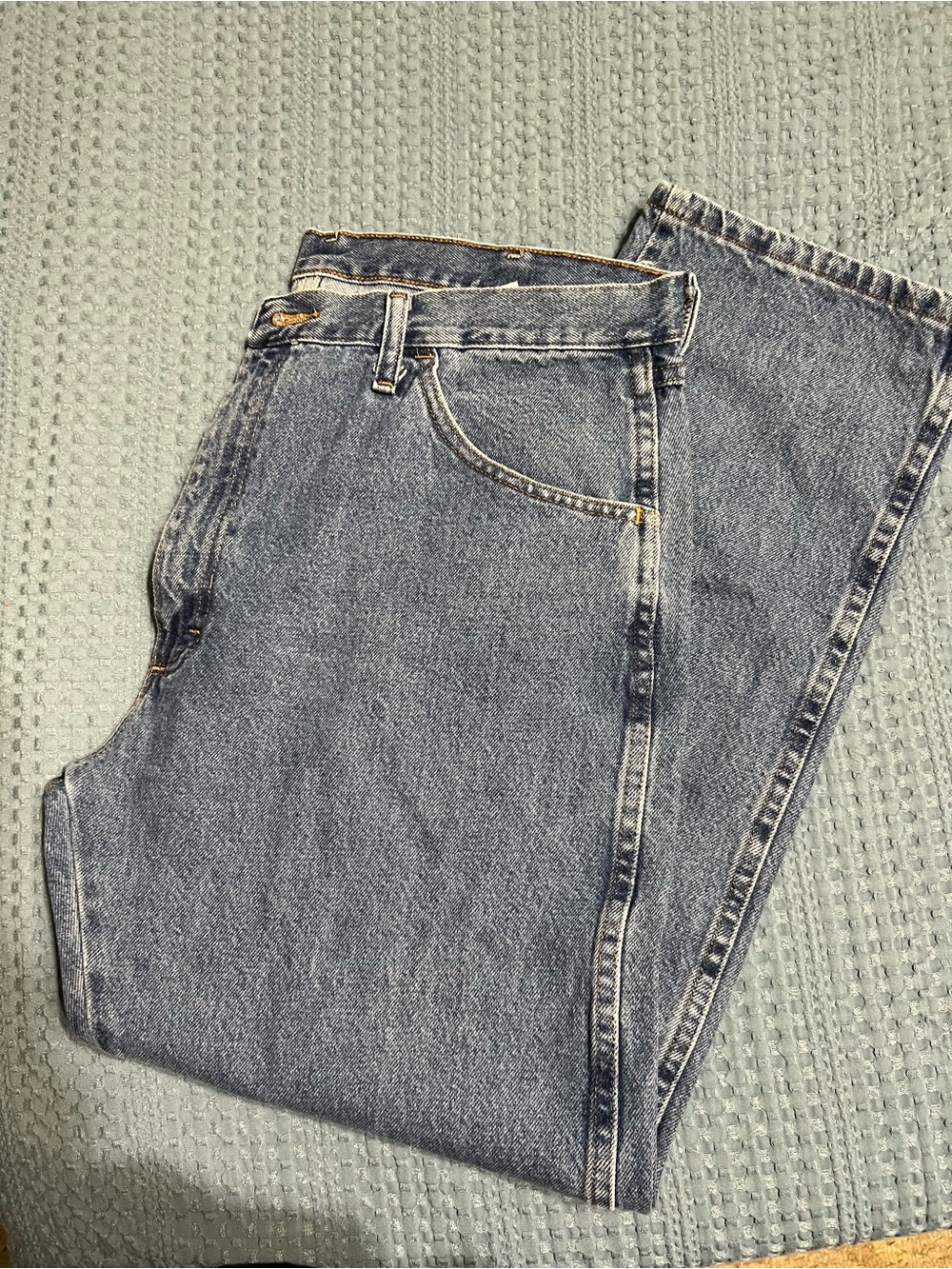 Rustler Men's Straight Leg Blue Denim Jeans